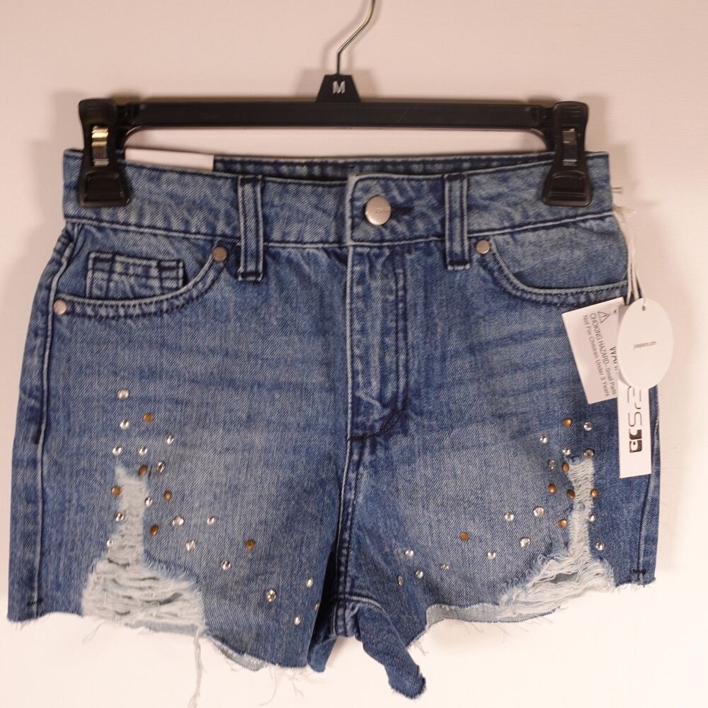 Joe’s Jeans Girls the Olivia Rhinestone Cutoff High Rise Shorts Size 16 Denim